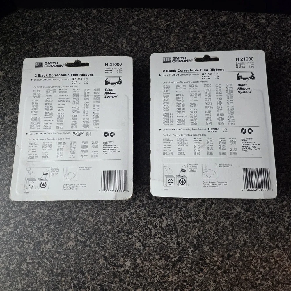 Smith Corona H 21000 Correctable Film Ribbon Black Lot‎ of 2 Packs 4 Total OEM